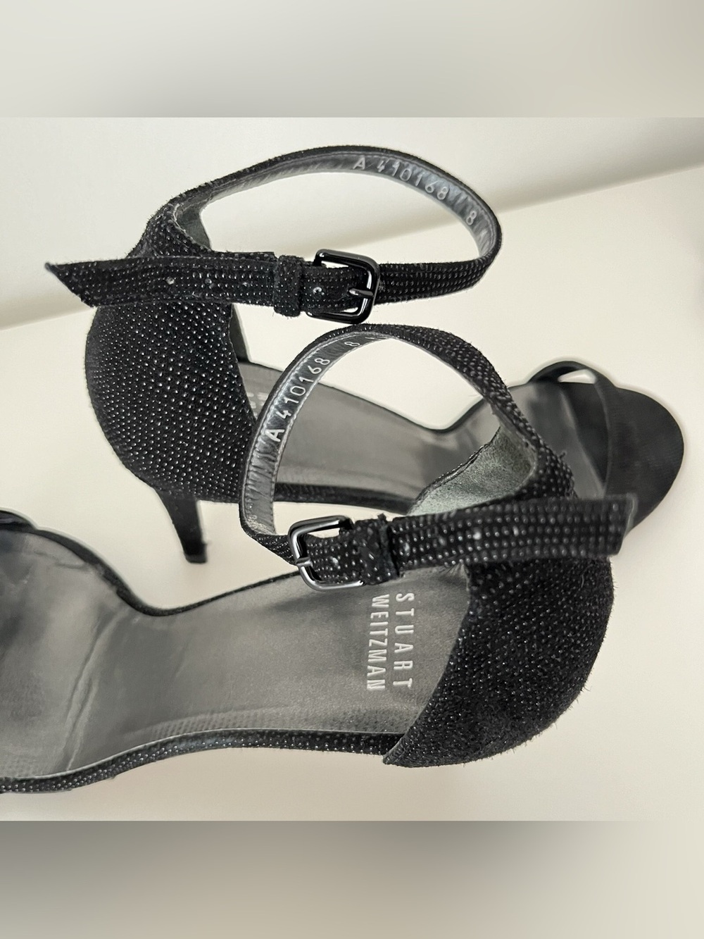 Stuart Weitzman Nunaked Leather Strappy Heels Sandals Size 8 Black Eveningwear - Picture 5 of 5